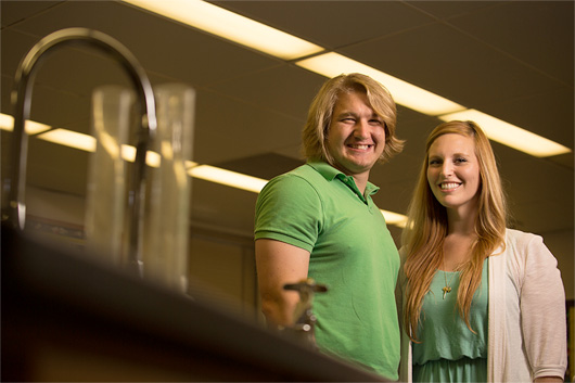 CSUF Pre-health postbacc medical alum Elizabeth Shuman and professor CSUF Pre-health postbacc medical alum Elizabeth Shuman and professor