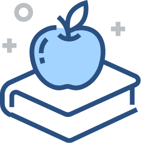icon of an apple placed on a book